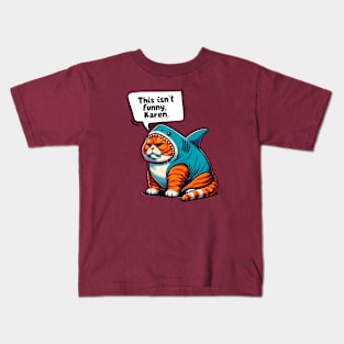 Fat Orange Cat in Shark Costume 😾🦈 Kids T-Shirt